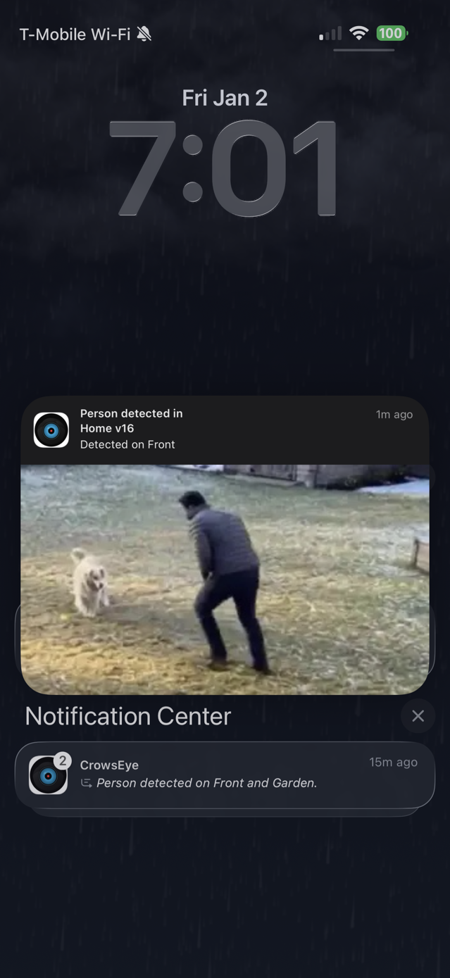 CrowsEye iPhone push notification settings and configuration